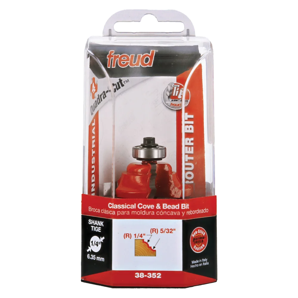 Freud 1-1/2" Quadra-Cut (Dia.) Classical Cove & Bead Bit 38-352