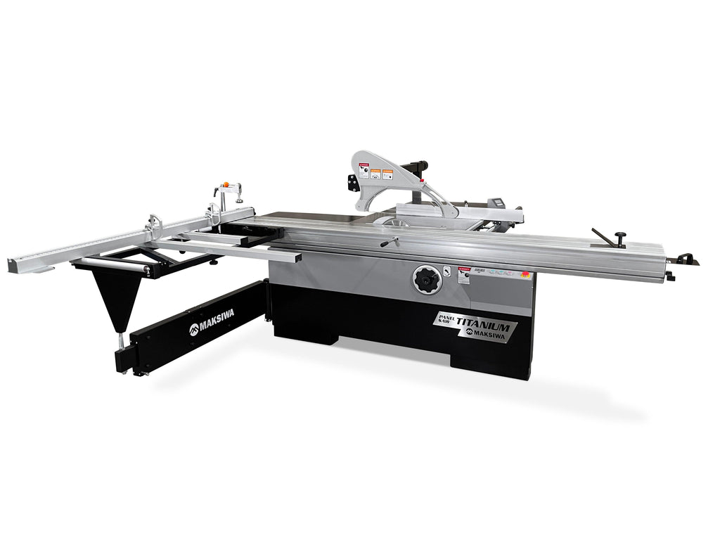 Maksiwa Sliding Panel Saw Titanium 5HP 1 Phase Crosscut, Blade Covers 90° & 45° | BMT.3200.IR