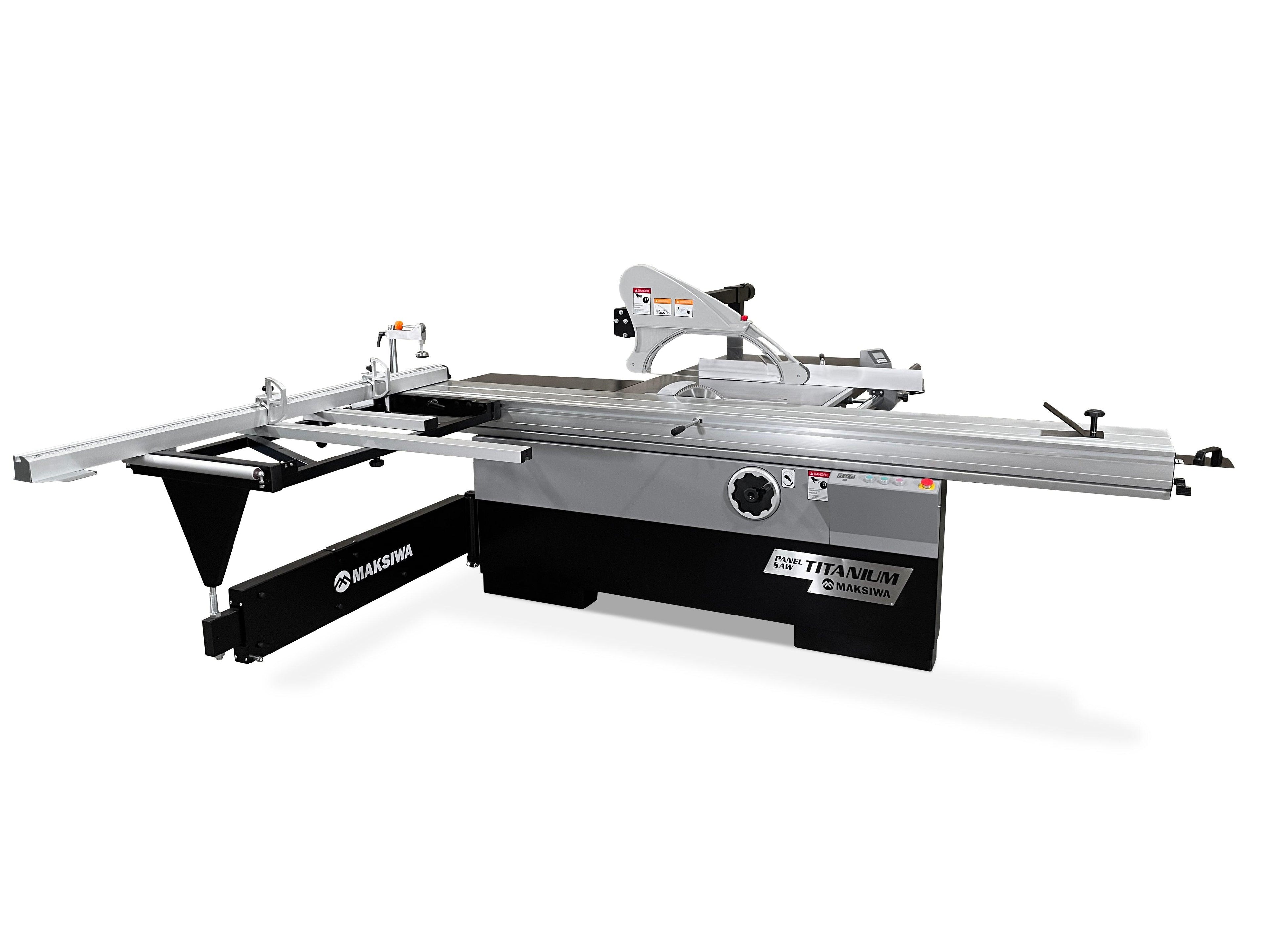 Maksiwa Sliding Panel Saw Titanium 5HP 1 Phase Crosscut, Blade Covers 90° & 45° | BMT.3200.IR
