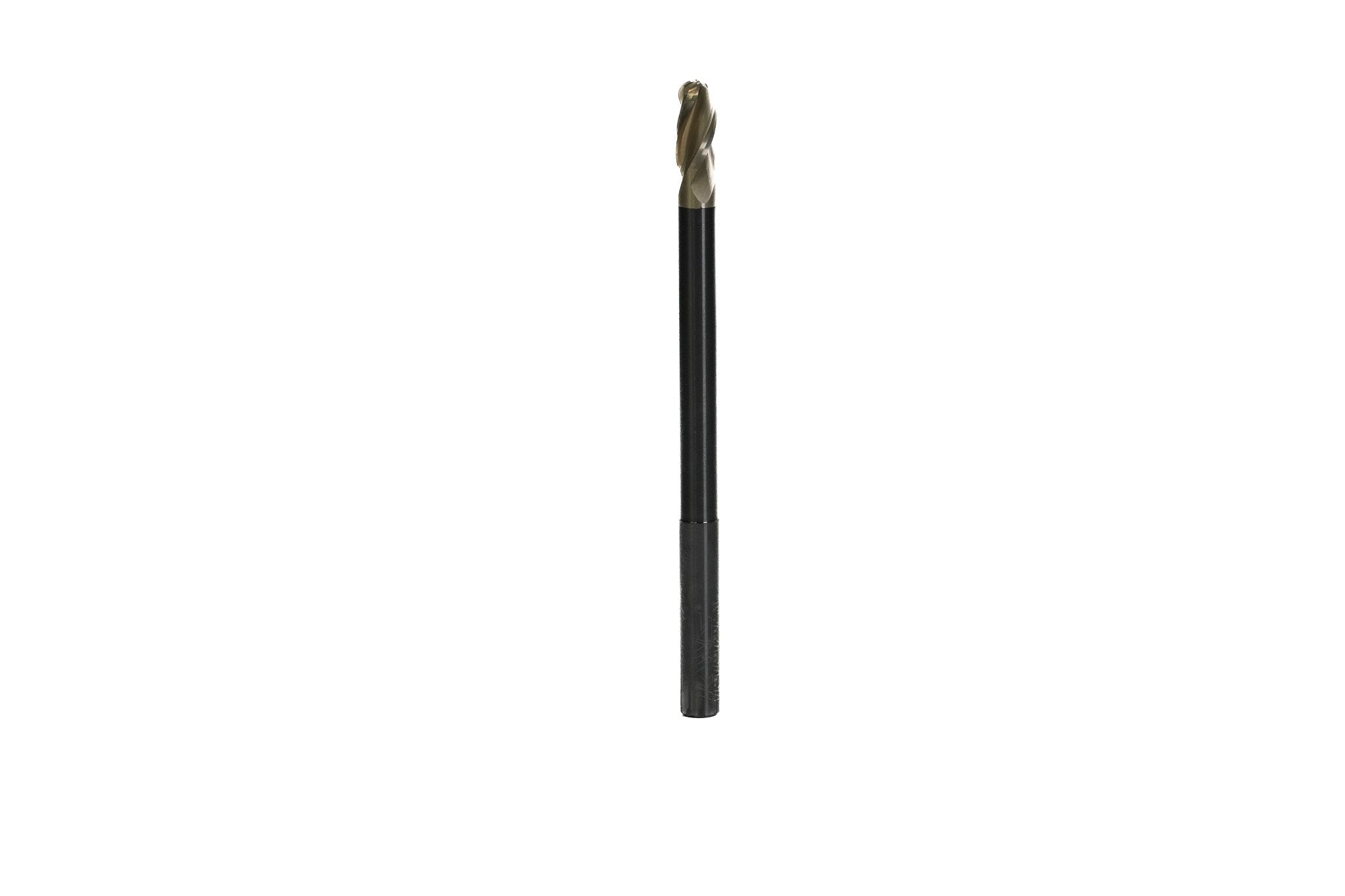 KWS - Extra Long CNC 2D and 3D Carving Tapered Ball Nose 0.10 Deg Angle x 1/4 Dia x 1/8 R x 1/2 Cut Height x 1/4 Shank x 4" Long x 3 Flute Solid Carbide ZrN Coated Reduced Shank Router Bit