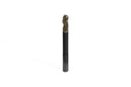 KWS - Extra Long CNC 2D and 3D Carving Tapered Ball Nose 0.10 Deg Angle x 3/8 Dia x 3/16 Radius x 3/4 Cut Height x 3/8 Shk x 4" Long x 3 Flute Solid Carbide ZrN Coated Reduced Shank Router Bit