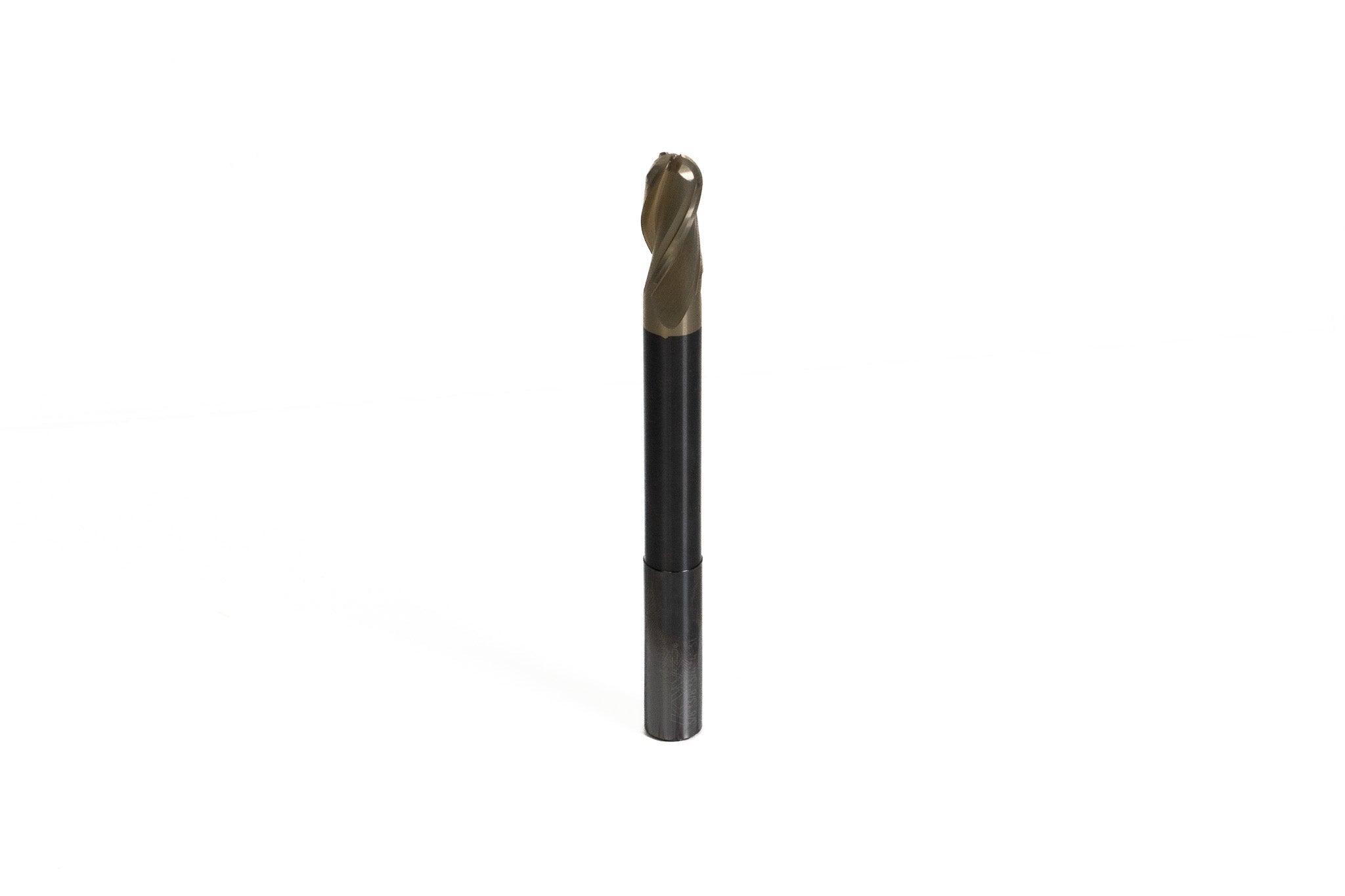 KWS - Extra Long CNC 2D and 3D Carving Tapered Ball Nose 0.10 Deg Angle x 3/8 Dia x 3/16 Radius x 3/4 Cut Height x 3/8 Shk x 4" Long x 3 Flute Solid Carbide ZrN Coated Reduced Shank Router Bit
