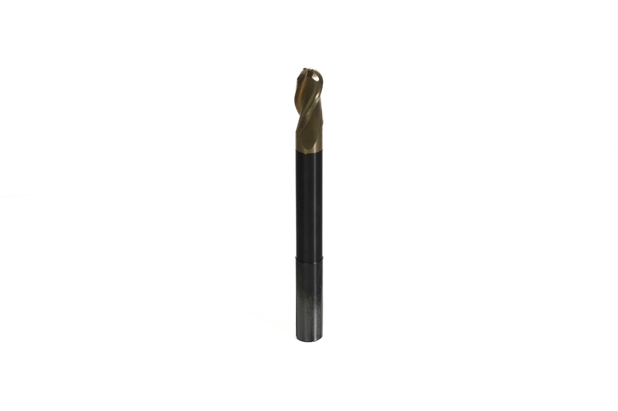 KWS - Extra Long CNC 2D and 3D Carving Tapered Ball Nose 0.10 Deg Angle x 3/8 Dia x 3/16 Radius x 3/4 Cut Height x 3/8 Shk x 4" Long x 3 Flute Solid Carbide ZrN Coated Reduced Shank Router Bit