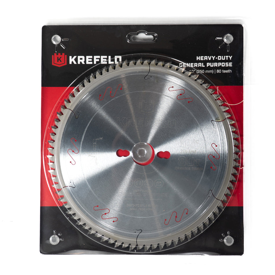 Krefeld Circular Finish Saw Blade - 10Inch D x 80T ATB - 1 3/16 inches / 30mm Arbor Size / Kerf 3mm Heavy duty