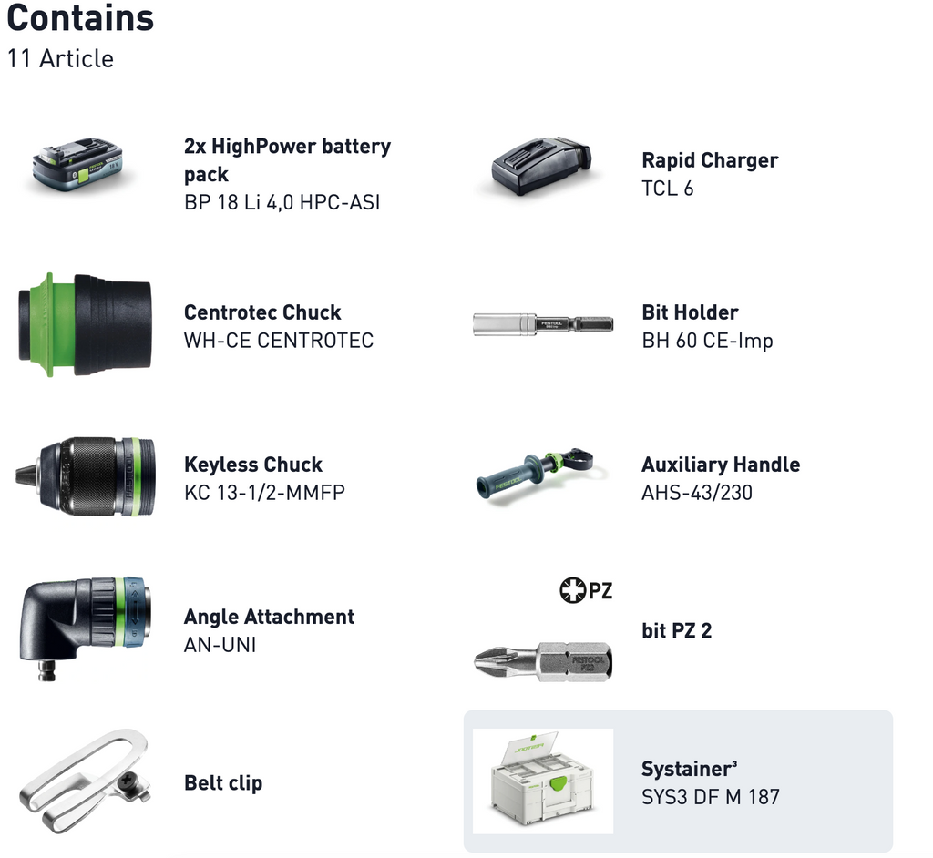 Festool Cordless Drill QUADRIVE TPC 18/4 HPC 4,0 I-Set