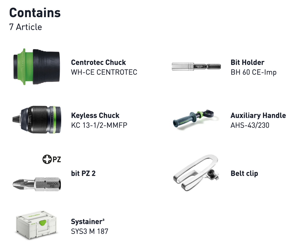 Festool Cordless Drill TPC 18/4-Basic QUADRIVE