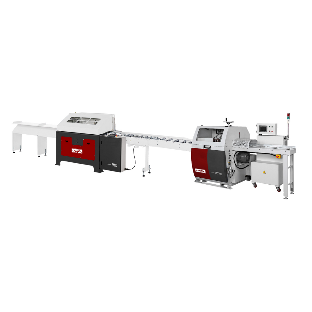 Cantek EM12 End Matcher & CFS100 Automatic Defect Cut Off Chop Saw