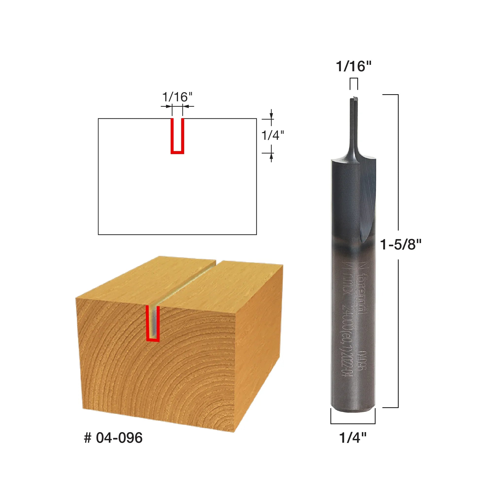 Freud 1/16" (Dia.) Double Flute Straight Bit
