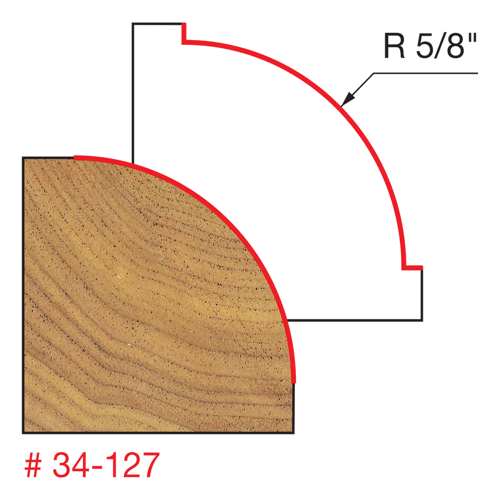 Freud 5/8" Quadra-Cut Radius Rounding Over Bit 34-127