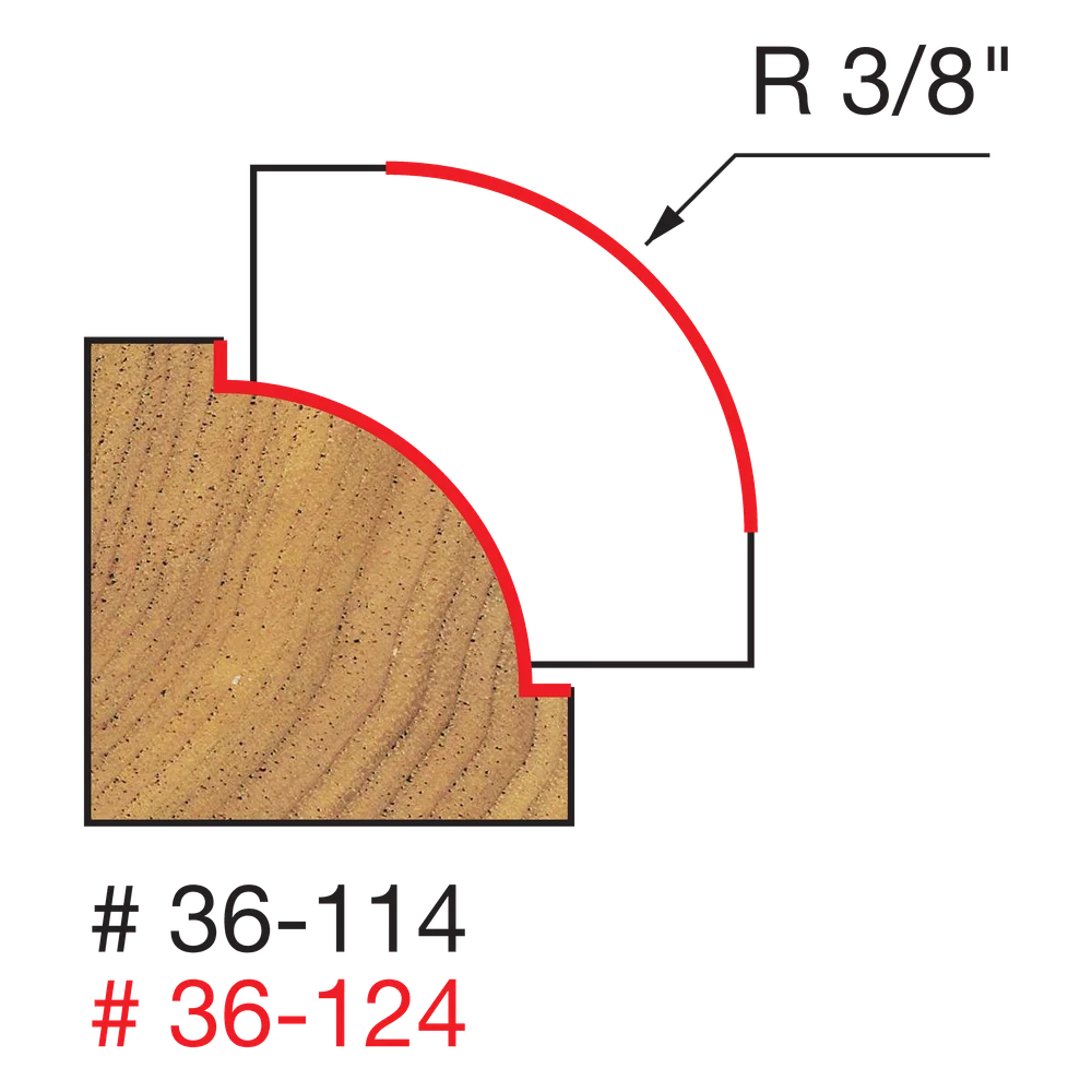 Freud 3/8" Quadra-Cut Radius Beading Bit 36-114
